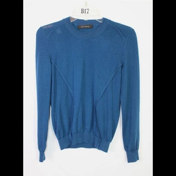 AEFFE SPA CEDRIC CHARLIER BLUE 100% VIRGIN WOOL SWEATER SIZE 6 - Picture 1 of 5